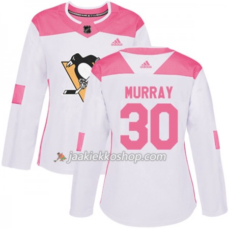 Nainen NHL Pittsburgh Penguins Pelipaita Matt Murray 30 Adidas 2017-2018 Valkoinen Vaaleanpunainen Fashion Authentic